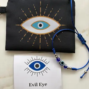 Evil Eye Protection Bracelet with Gift Bag - Blue Beaded Design for Good Luck and Safety