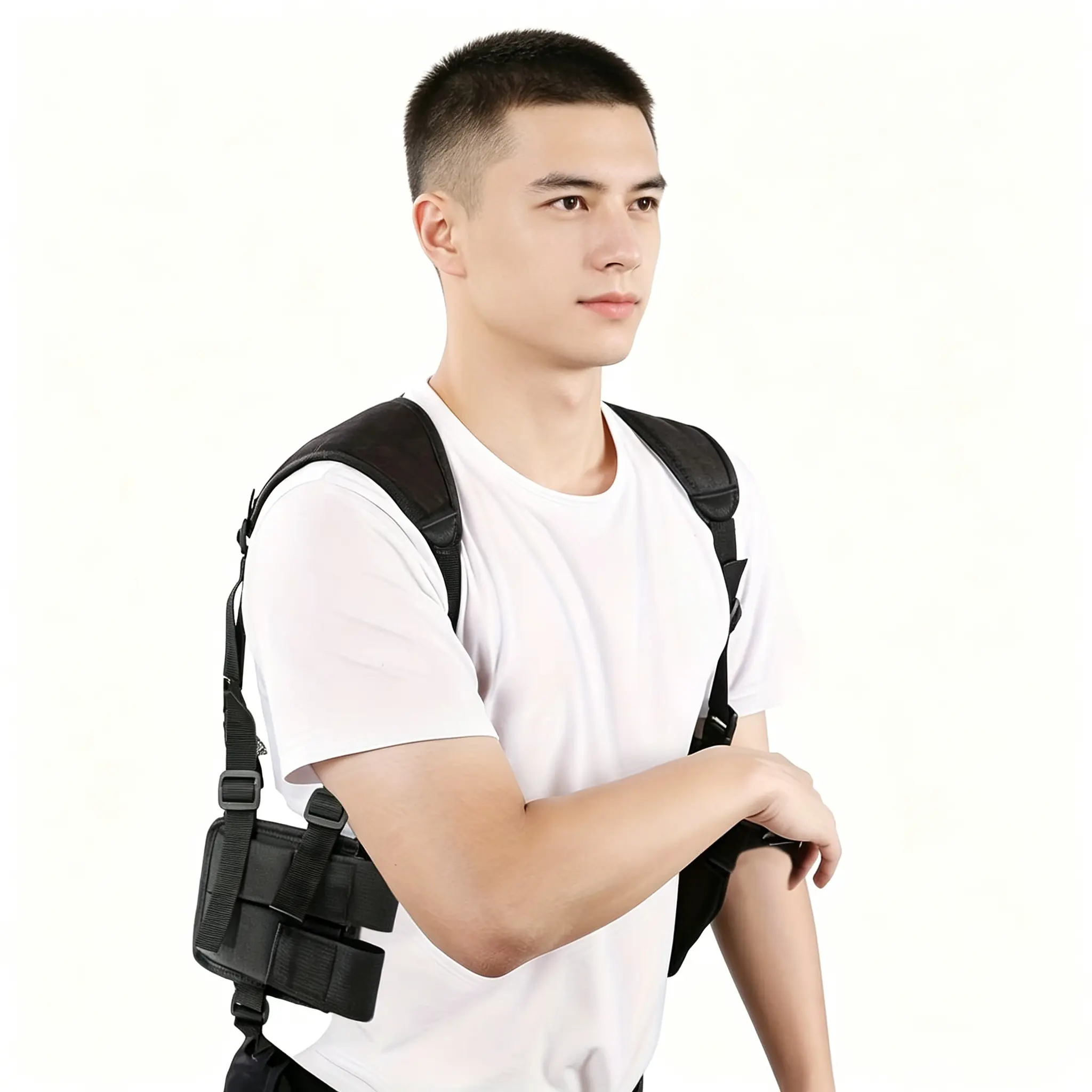 Adjustable Concealed Carry Shoulder Holster Rig, Multi-Functional Vertical Shoulder Carry System with Side Pouch, Durable Strap for Running, Gym & Outdoor Sports