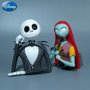 1PC  The Nightmare Before Christmas Officially Licensed Jack Sally Figurine Bank Disney Piggy Coin Money Bank Home Bedroom Desktop Halloween Decoration Accessories PVC Scary Movie Collectible Novelty Ornaments Christmas Decor Birthday Gifts