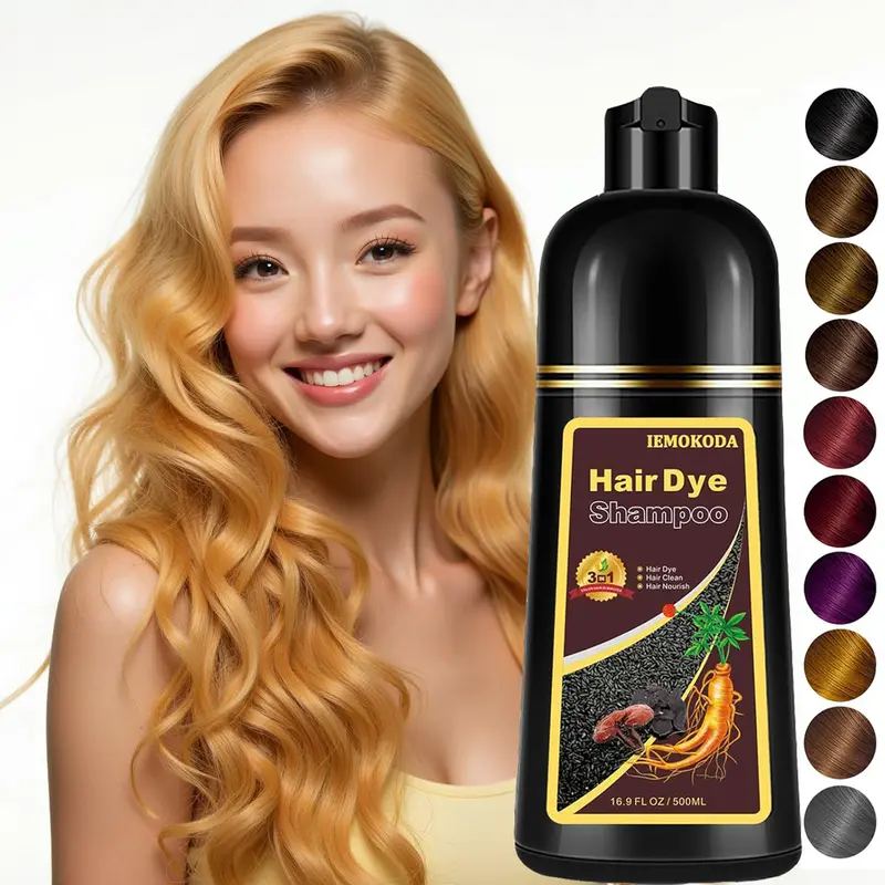 Ammonia-Free 3-in-1 Semi-Perm Hair Color Shampoo - Gray Hair Haircare Solution - 500ml - Fast-Coloring - Long-Lasting