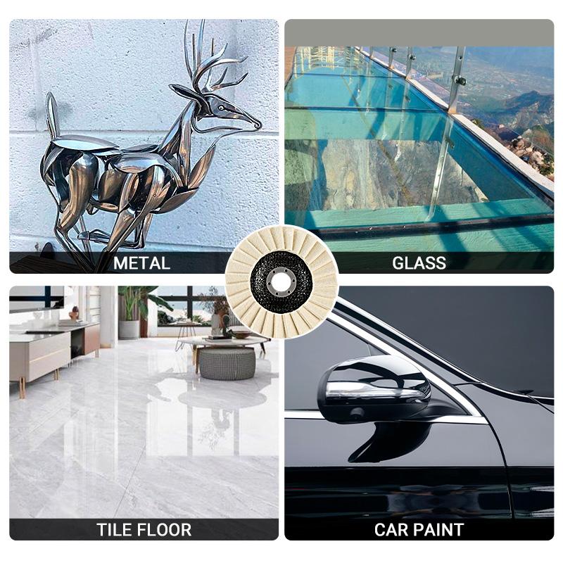 3PCS 5inch Wool Polishing Wheels Buffing Pads AngleGrinder Accessories Grinding Disc for Metal GlassCeramic Polishing