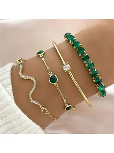 Women's Rhinestone Bangles Set, Stackable Design for Daily Party Wear, Fashion Accessory for Stylish Look, Rhinestone Decorated Bangle