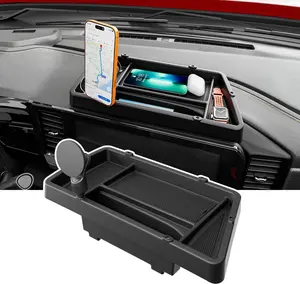[Fits 22-26 Silverado & Sierra 1500] Dashboard Storage Organizer with Phone Mount Compatible with 22-26 Chevy Silverado GMC Sierra 1500 24-26 2500HD 3500HD Dash Storage Tray Replacement for 2022-2026 Chevy Silverado Accessories