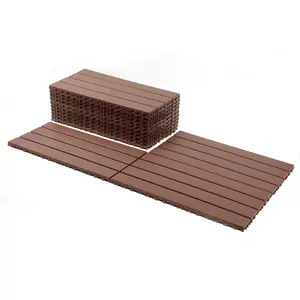 Interlocking Deck Tiles 24PCS Outdoor Flooring, Non-Slip PVC Patio Tiles 24"x12" with Drainage Holes for Balcony Backyard Poolside Porch Garden All Weather Use