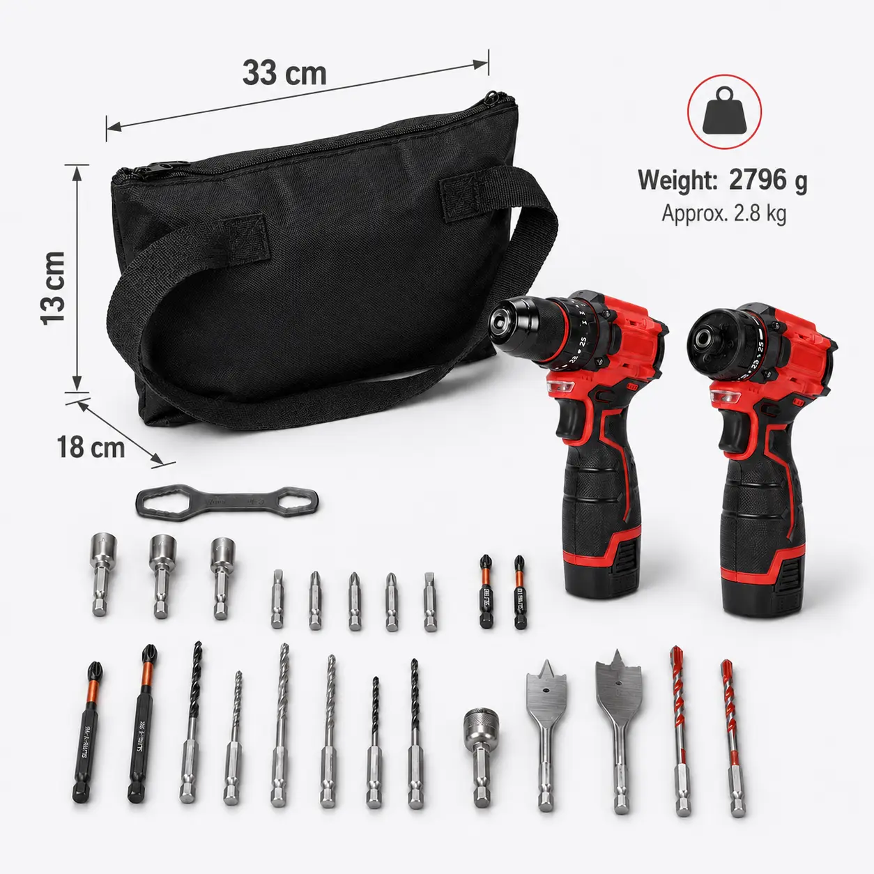16.8V Brushless Cordless Drill & Impact Driver Full Kit, 16.8V Power Tool for Home Repair, Metal/Plastic Drilling, Includes 110V US Plug Charger, Drill Bits, Carrying Bag, Plastic/Metal