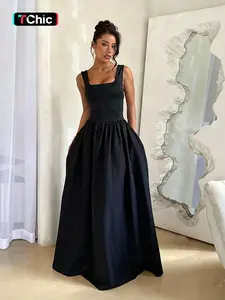 Women's Square Neck Corset A-Line Long Dress, Ruched Design, Pleats, Flowy Maxi Dress, Elegant Evening Wear, Party Fashion