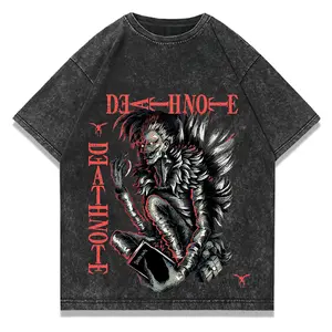 Vintage Distressed Death Note T-Shirt, Oversized Ryuk Shinigami Print Tee, Retro Horror Anime Streetwear