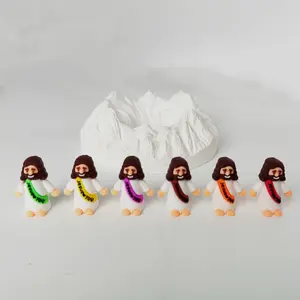 Bememo 30 Pcs Mini Jesus Figurines, Original Design Little Rubber Jesus Figures, Jesus Loves You Hide and Seek Toys, Colorful Religious Party Favors for Christmas Baptism Sunday School Christian Gifts