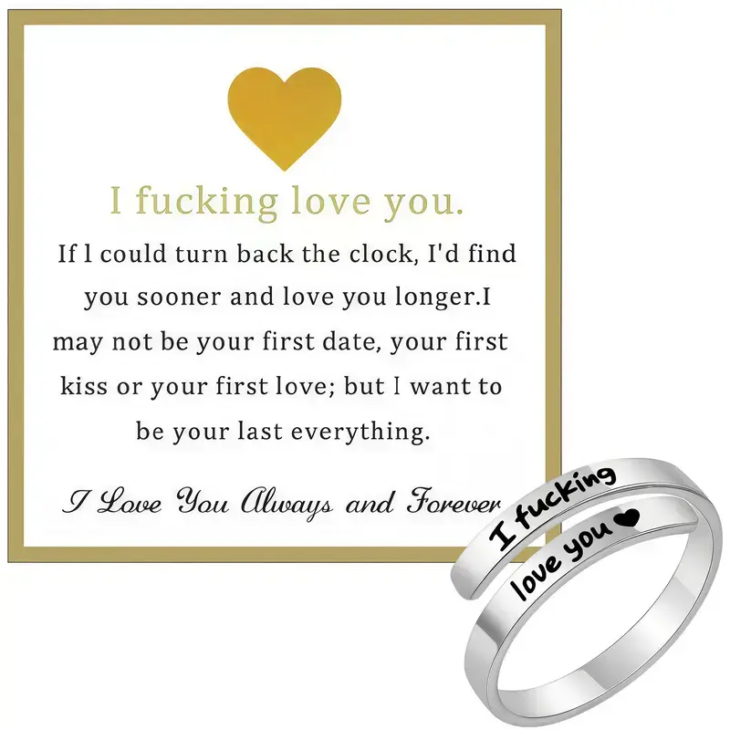 ChicBloom B  I Fvcking Love You Ring Adjustable Tarnish-Free Hypoallergenic One Size Fits All Daily Reminder Gift for Significant Others