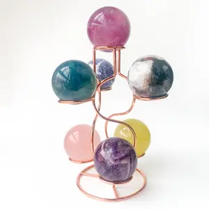 1pc Metal Crystal Ball Sphere Holder, Display Stand, Can Placing 7 Spheres Holder Design Metal Ball Stand Metal Stands for Table Desktop Office