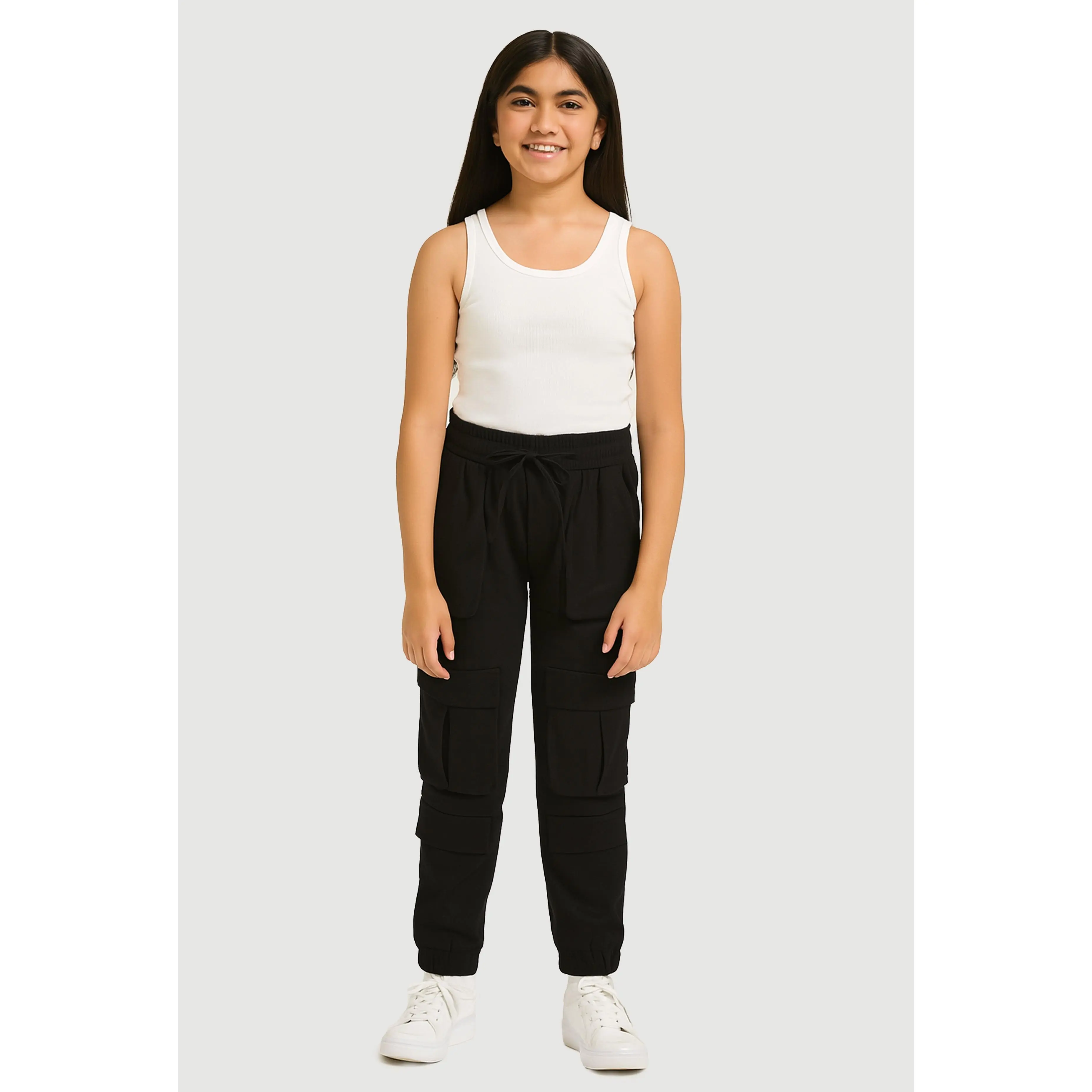 Girls Stretchy Cargo Pocket Joggers