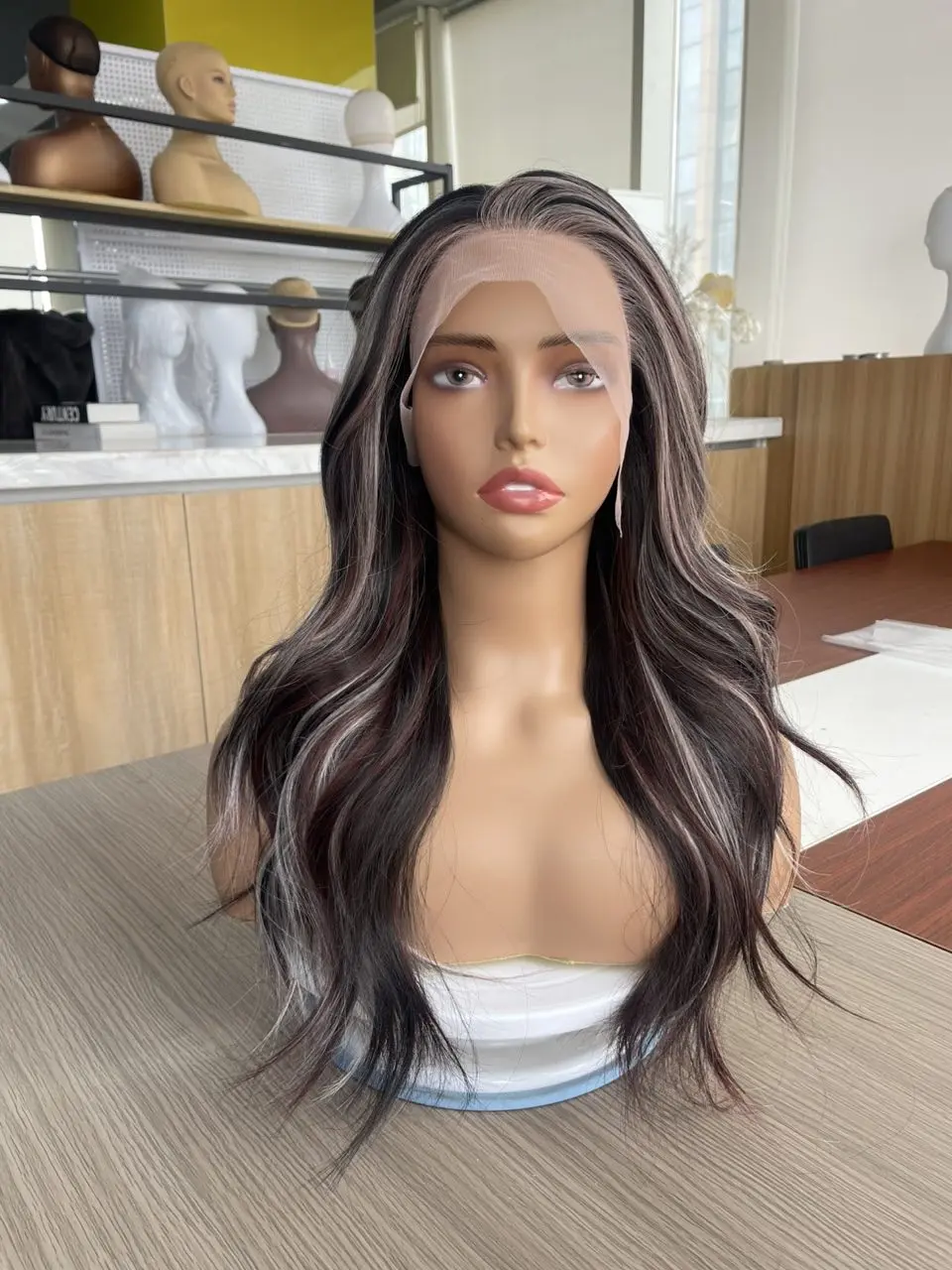 IMstyle Roisin Cherry Cola Calico Smoky Pink Tea Black & Cherry Cola Natural Wavy Glueless 13*4 Free Parting Lace Front Synthetic Wig