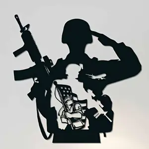 Soldier with Gun & Flag Design Artistic Wall Art, Metal Wall Decor, Wall Hanging Decor for Home Living Room Bedroom, Home Decor, Poster, Decoration