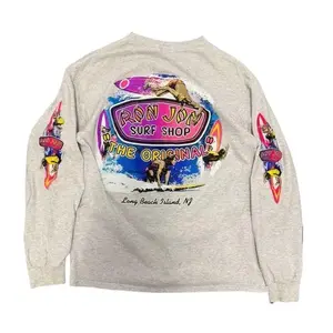 Surf Women's Grey T-shirt | 1980s Vintage Long Sleeve T-Shirt