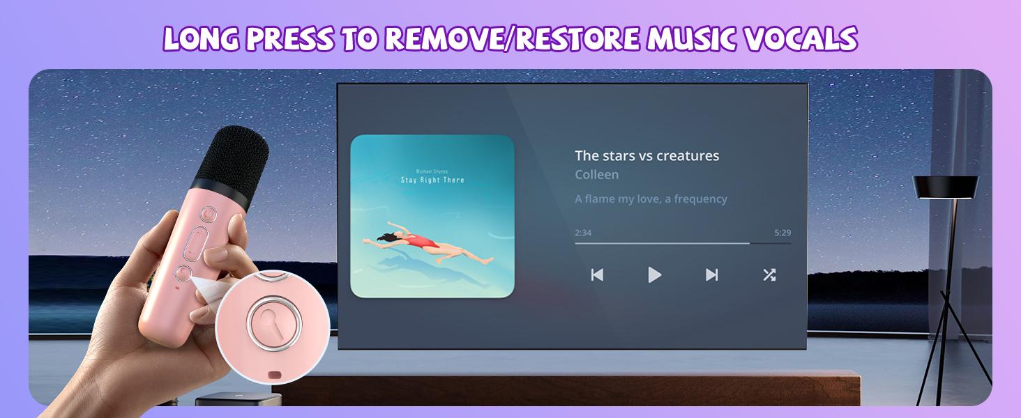 Mini Karaoke Machine for Kids Girls Boys - Birthday Gifts for Ages 4 5 6 7 8+ Year Old - Portable Bluetooth Speaker with 2 Wireless Microphone - Kids' Instrument Accessories - Pink