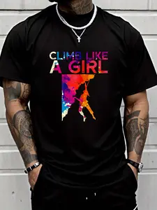 100% cotton Climb Like A Girl Rock Climber Bouldering Men Girls Kids T-Shirt Men Graphic T-Shirt Cotton Print short Sleeve Casual Top, Summer Tee Mens Tops