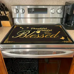 1pc Heat Resistant, Scratch-Proof Protector Glass Cooktops, Washer/Dryer& Dishwasher Safe- Expands Counter Space with Elegant Black& White Design, Scratch Prevention Cover Elegant Kitchen Decor Dishwasher Safe