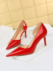 Elegant Office Fashion High Heels, elegant heeled shoes, PU Leather Pointed Toe Slip-On Shoes, stiletto heel, Pointy Heels, Stiletto Heeled Pumps, Breathable & Stylish Design, Perfect for Workwear & Casual Wear