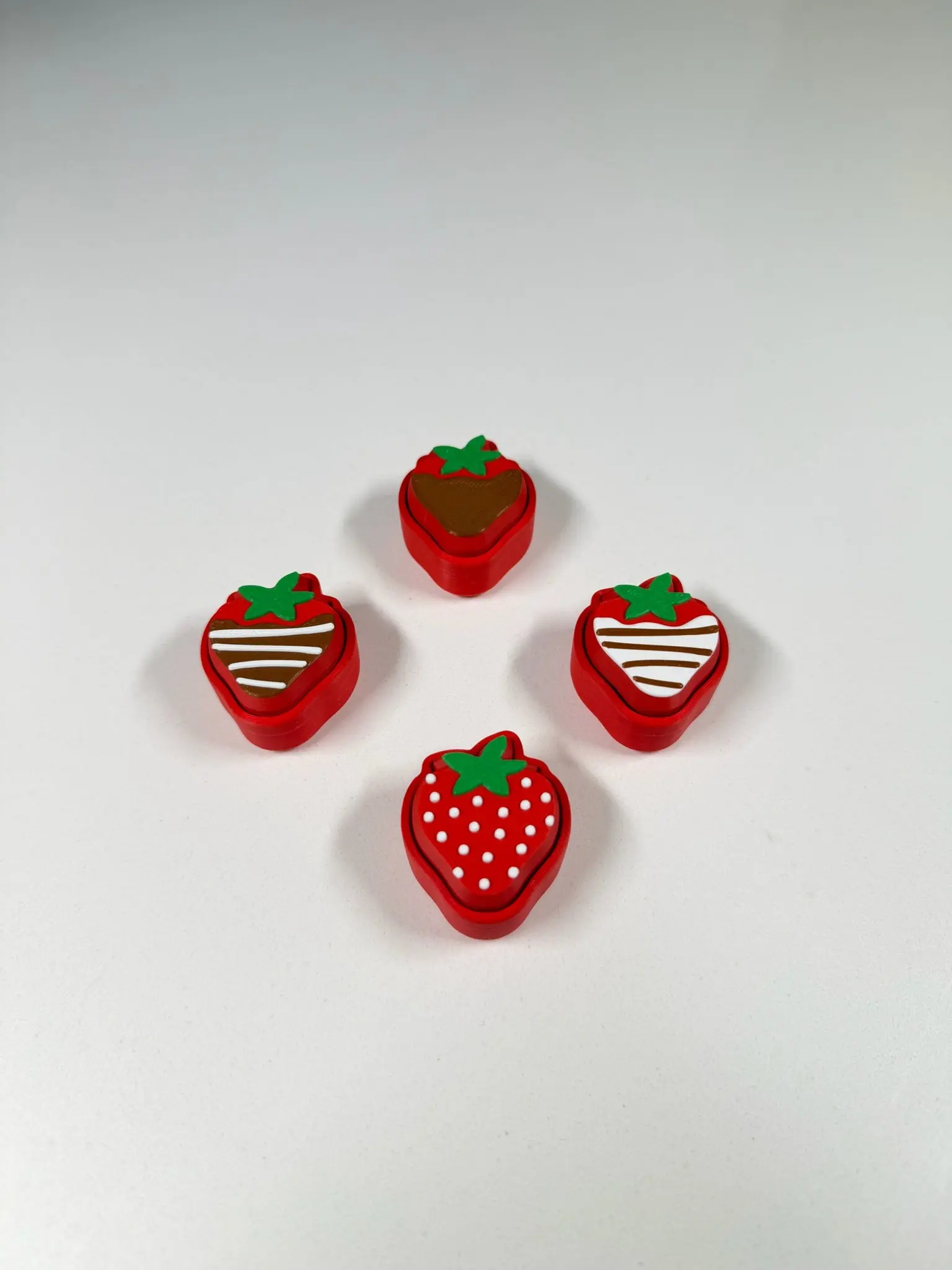 Chocolate Strawberry Clicker Pack | 4 Piece Dessert Fidget Toy Set | 3D Printed Sensory