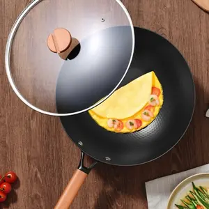 [new technology new materials]three layer 99.67% iron honeycomb non stick pot.Frying pan with lid cookware,non-stick honeycomb frying pan with thermostat handle frying pan is syitable for cooking on induction cooktops and gas cooktops get Free spatula