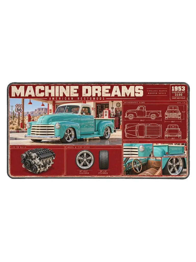 Machine Dreams // American Restomods — 1953 Chevrolet 3100 Short Bed Desk pad/Workbench mat