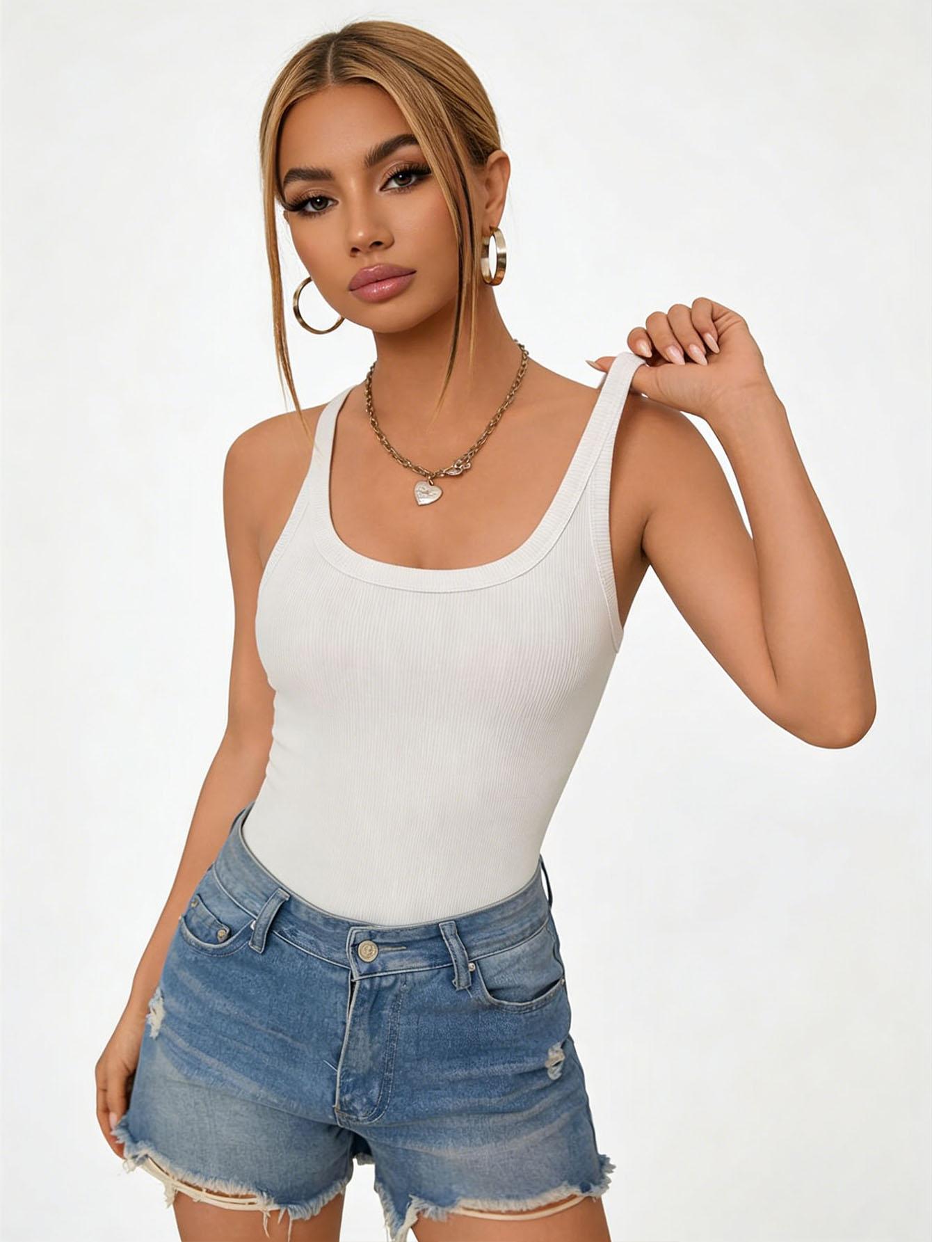 Women’s Fitted Tank Top 2 Pack – Stretchy Slim Fit Cami with Scoop Neck, Soft Breathable Sleeveless Basic Top for Workout, Gym, Yoga, Running, Going Out, Layering & Casual Daily Wear