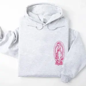Virgen de Guadalupe Hoodie, Trendy Hoodie, Unisex Classic Cotton Fabric Printed Womenswear Menswear