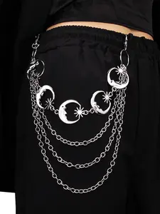 1pc Star Moon Pendant 4 Layer Belt, Hip Hop Punk Chain for Daily Wear & Festivals, Stylish Fashion Hipster Accessories for All Seasons