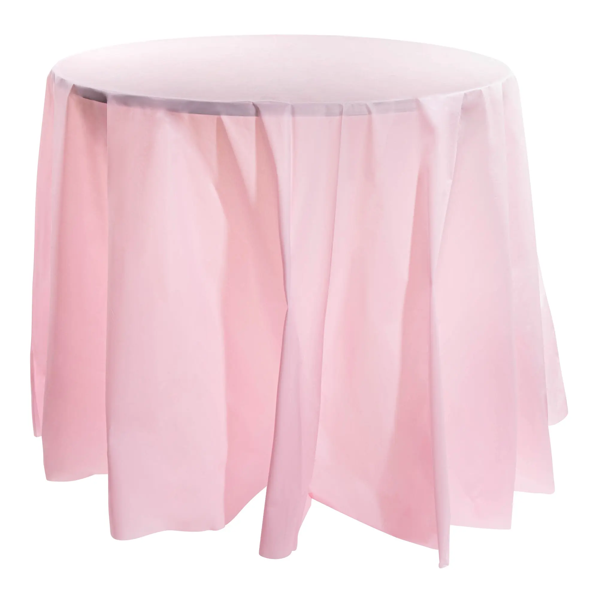 Pink Round Disposable Plastic Tablecloths (84")