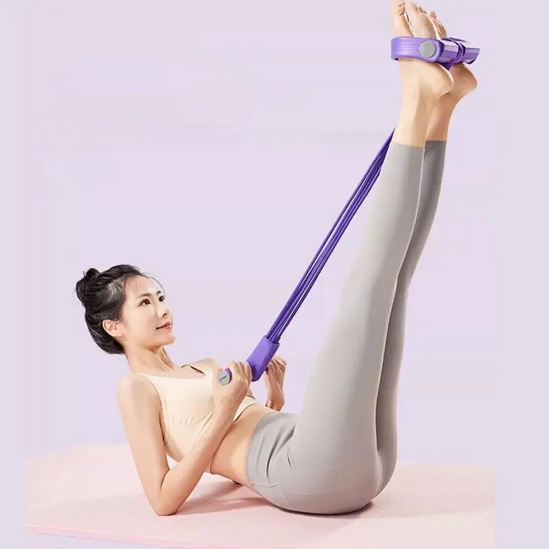 Durable Pedal Resistance Band, 4-Tube Adjustable Natural Latex Elastic Puller with Handles for Home Gym, Yoga & Total Body Resistance Training, Durable Stretching Band, Elastic Sport Band