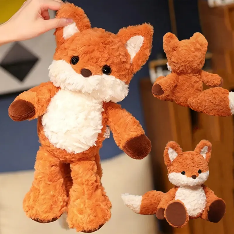 35cm Cute Fluffy Fox Plush Toy Soft Cartoon Orange Foxes Stuffed Doll Appease Birthday Gift