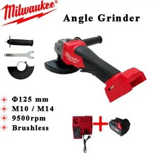 Milwaukee 125mm 9500rpm Cordless Angle Grinder for Metal Cutting, Slag Removal, Grinding and Polishing in Construction and Fabrication summervibes
