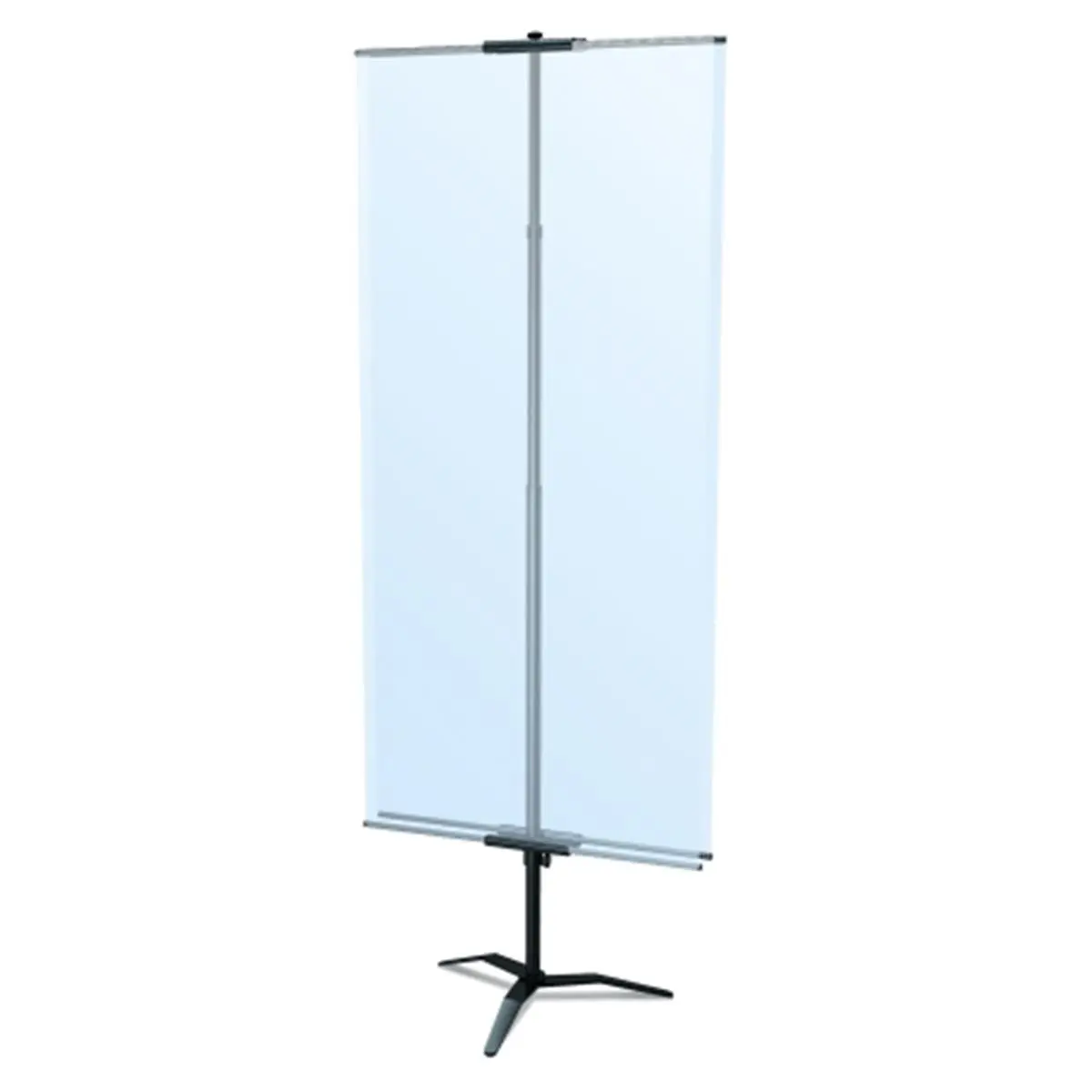 212 MAIN 36 in. Classic Banner Stand - Silver, with Travel Base and Center Poles, Office Presentation Supplies, Office Accessories