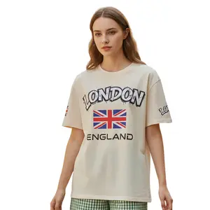 Women Union Jack T-shirts Casual Printed Short Sleeve Crewneck Going Out Tops Stylish Summer Streetwear