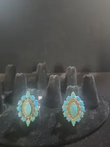 Sterling Silver Sleeping Beauty Turquoise with Diamonds Ring