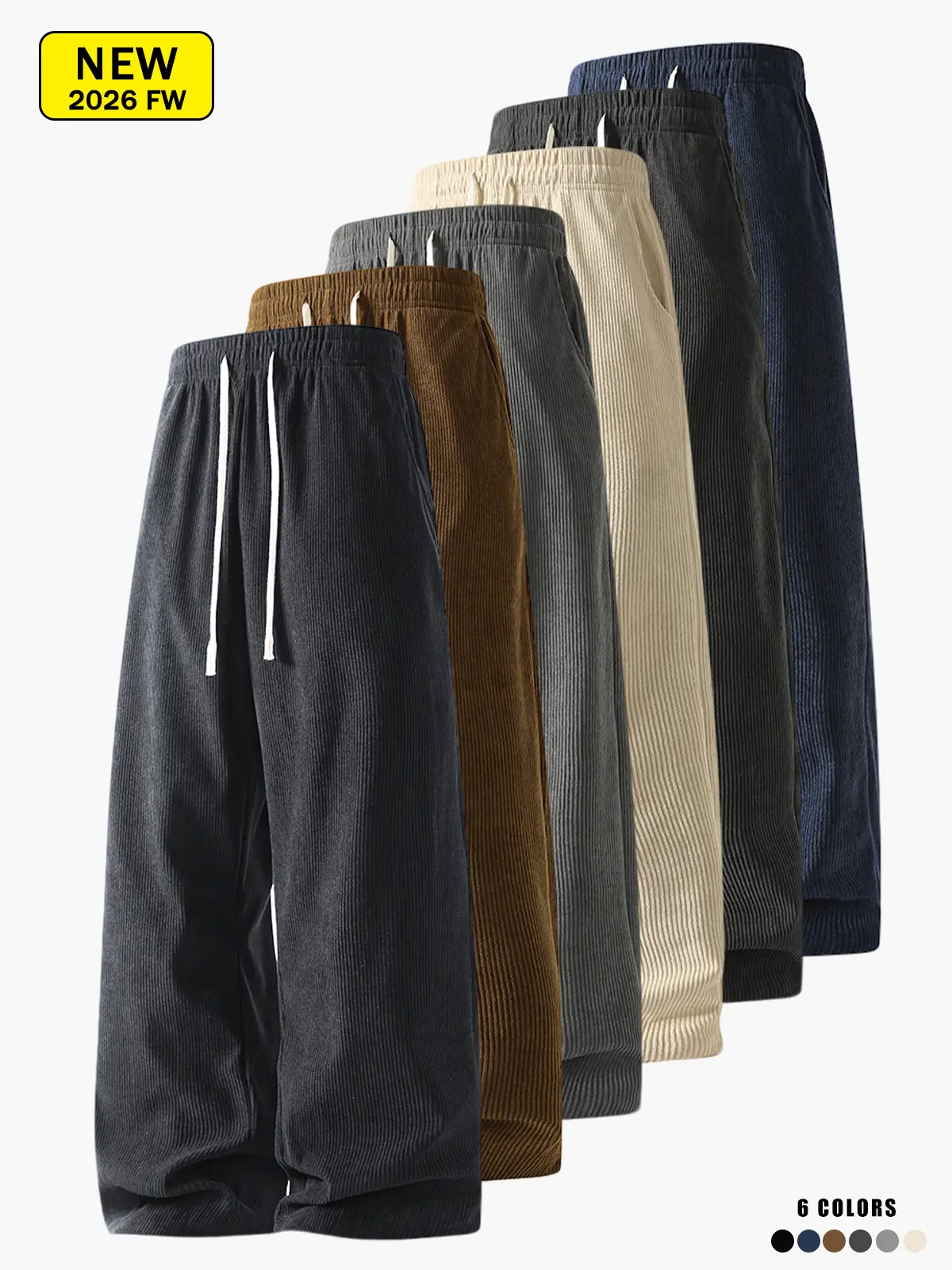 Men’s corduroy casual long pants for spring and autumn, loose straight-leg fit, skin-friendly, comfortable, and breathable.