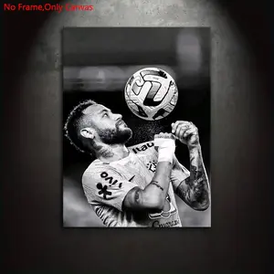 1 piece/set frameless canvas painting print poster, Unframed Art Print, classic realistic style art, Neymar Jr. controlling soccer ball, a perfect gift for football culture enthusiasts, ideal for bedroom, living room, wall decoration