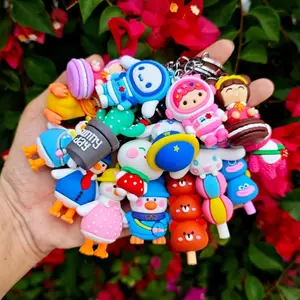 Cute Cartoon Keychain Random Pack – Kawaii Keychain Set, Soft Rubber Keyring, Cute Charms, Bag Charm Accessories, Gift for Kids Girls Boys