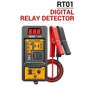 RT01 Universal Automotive Car Relay Tester, 11V-25V ar Battery Voltage Checker with Red LED Indicator Light, 5 Pins/4 Pins Diagnostic Tool, 2.1cm/0.82inch Alligator Clip