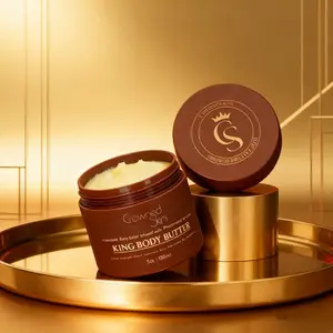 King 3pcs-Body Butter for Men - 5oz/150ml Daily Moisturizing Body Butter with Warm Sensual Scents (Sandalwood, Amber Musk) Infused with Pheromones, Premium Blend with Shea Butter & Jojoba Oil for Hydration