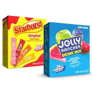 Jolly Rancher & Starburst Drink Mix Variety Bundle, 60 Singles to Go Powder Sticks, Sugar Free Water Flavor Packets, 4 Classic Flavors