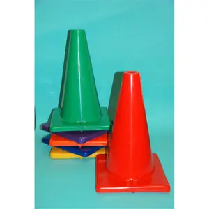 212 MAIN 12-Inch Vinyl Cone with Square Base - Pack of 6, Bright Floor Game & Training Equipment