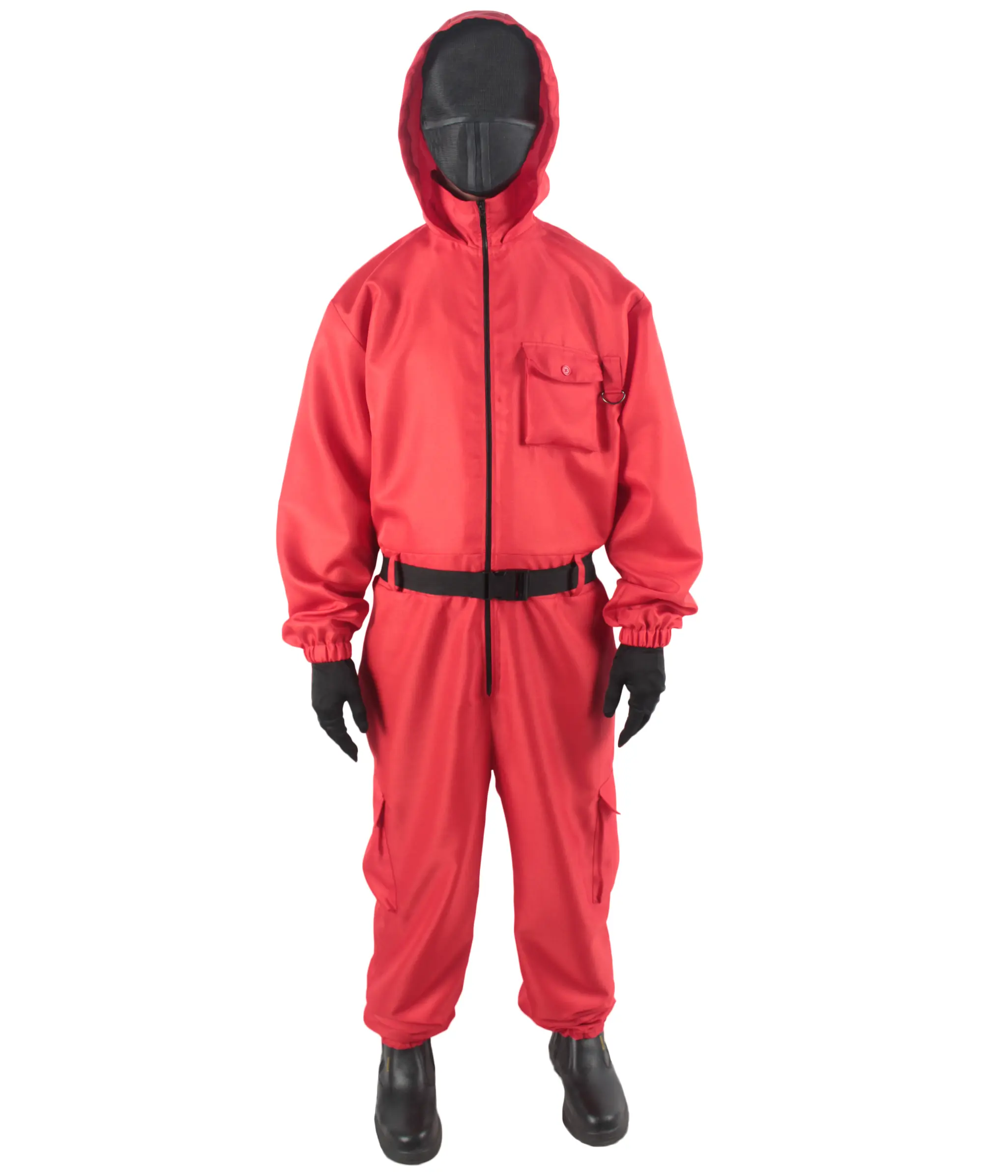 HPO Adult Unisex K-Drama Survival Game Red Costume | Guard Inspired Costume Korean TV Series | Jumpsuit with Belt & Gloves Menswear Clothing