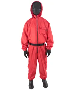HPO Adult Unisex K-Drama Survival Game Red Costume | Guard Inspired Costume Korean TV Series | Jumpsuit with Belt & Gloves Menswear Clothing