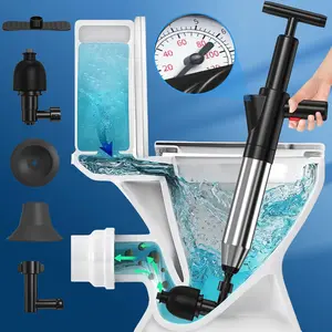 Upgraded High Pressure Toilet Plunger with Visual Barometer, Stainless Steel Air Drain Blaster, Powerful Clog Remover for Bathroom Kitchen Sink Clogged Pipe