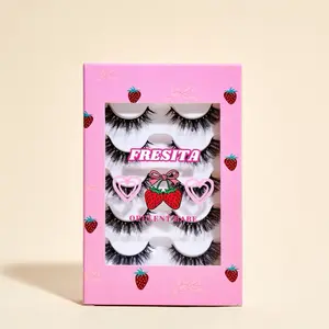 Fresita 5 Pair Lash Pack Faux Mink - Opulent Babe Cosmetics Fluffy Eyelashes for Every Mood Shortcake Fresa Berry Kissy Strawbibi Mamacita Lightweight Reusable Cruelty-Free