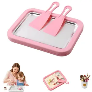 Rolled Ice Cream Maker Kit, New 2026 At-Home Stainless Steel Instant Freeze Plate with 2 Scrapers, DIY Rolled Ice Cream Tray, Perfect for Family Fun and Easy Homemade Desserts, Kitchen Gadgets