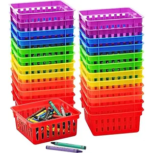 Square Classroom Baskets for Classroom Storage - Crayon Organizer, Small Bins, Plastic Crayon Box, Crayon Storage, Pencil Tray