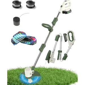 Cordless String Trimmer  , 21V 2-in-1 Weed Wacker and Edger with 8"  Width, 2 x 2.0Ah  and Charger Included, Electric Lawn Tool Grass