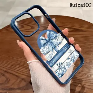 Premium Magnetic Phone Cases for iPhone11/12/13/14/15/16//17/Air/promax/Plus blue Bow floral bookstack 2k cased MagSafe Ready, Anti-Fall, Springtok and Ultra-Thin Design | Perfect for Everyday Use Screen Protector Resistance